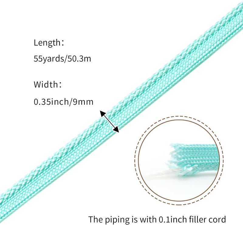 YRCLASYTRIM 0.35inch,(55Yards) Sewing Piping Trim,Shining Polyesterter Cord Trim,for Sewing Clothing,Hometextile, Decoration DIY Crafts Edge Piping Embellishments,30Colour (Light Sky Bule) - Image 2